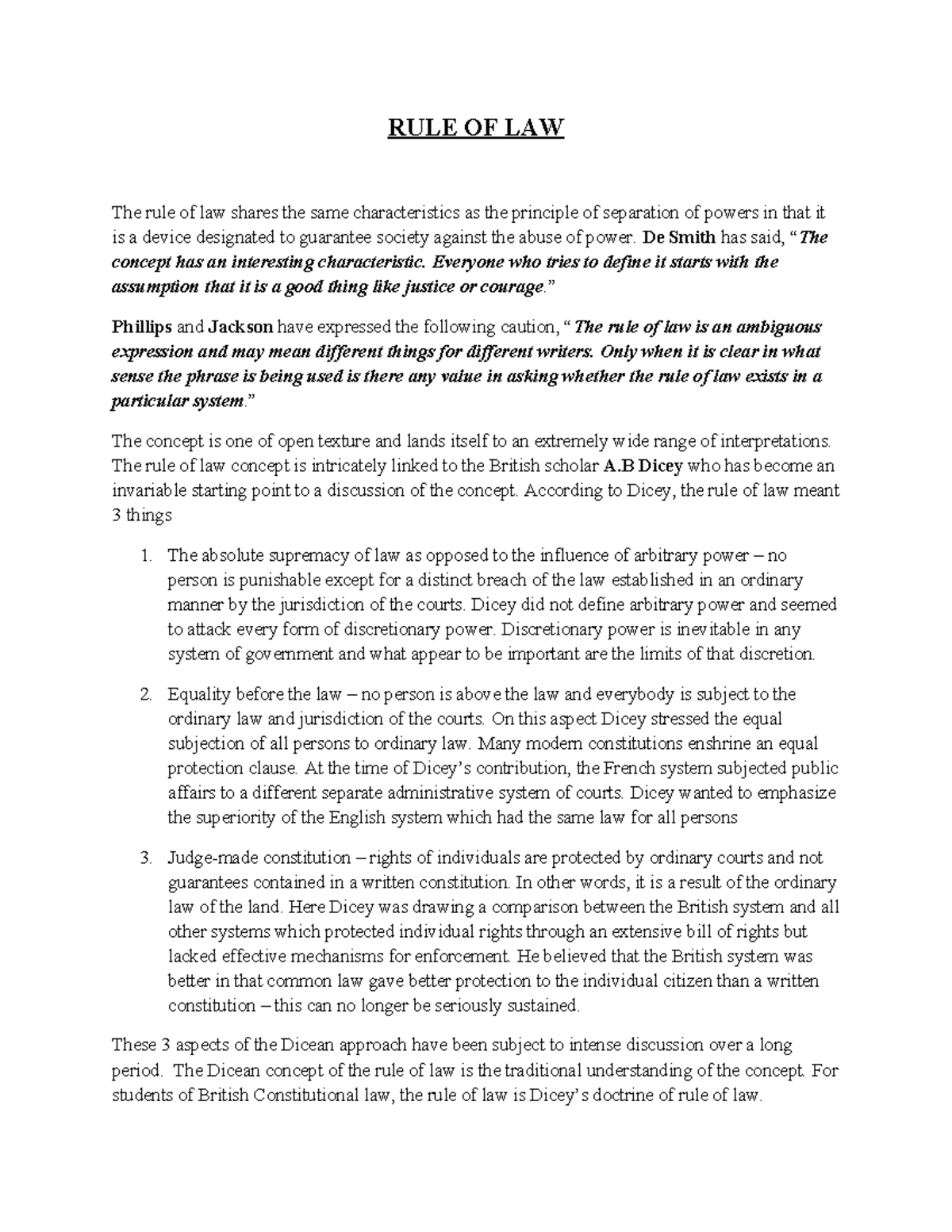 RULE OF LAW NOTES - Constitutional Law Overview and Principles - Studocu