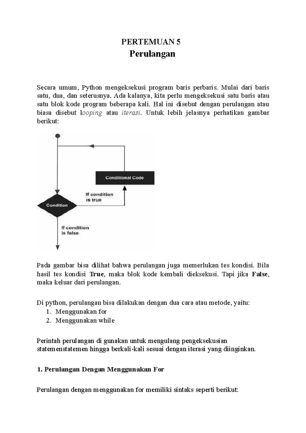 5. Pembelajaran Perulangan dalam Python - Pengenalan dan Contoh - Studocu