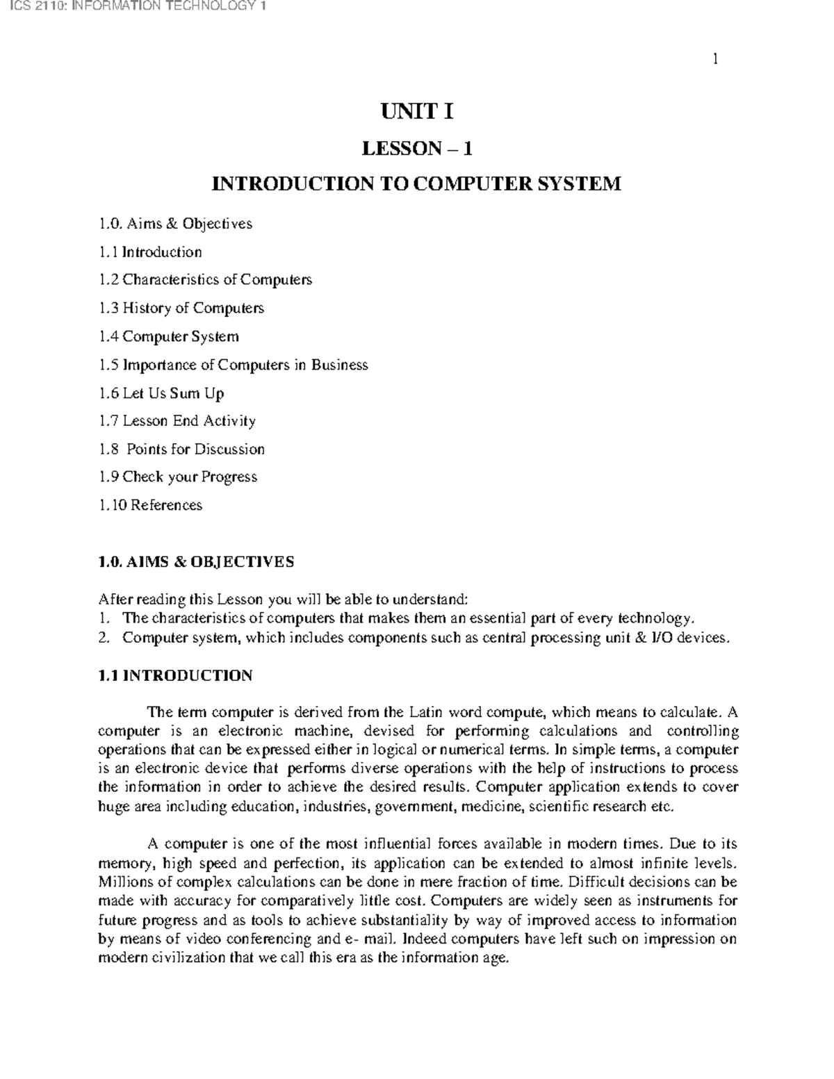 IT101: Lecture Notes on Computer Systems and Software Fundamentals ...