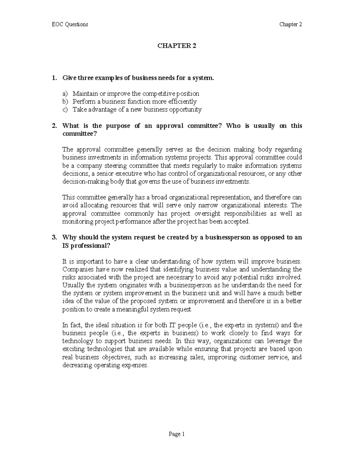 CH.2 - Solutions - system Analysis - EOC Questions Chapter 2 CHAPTER 2 ...