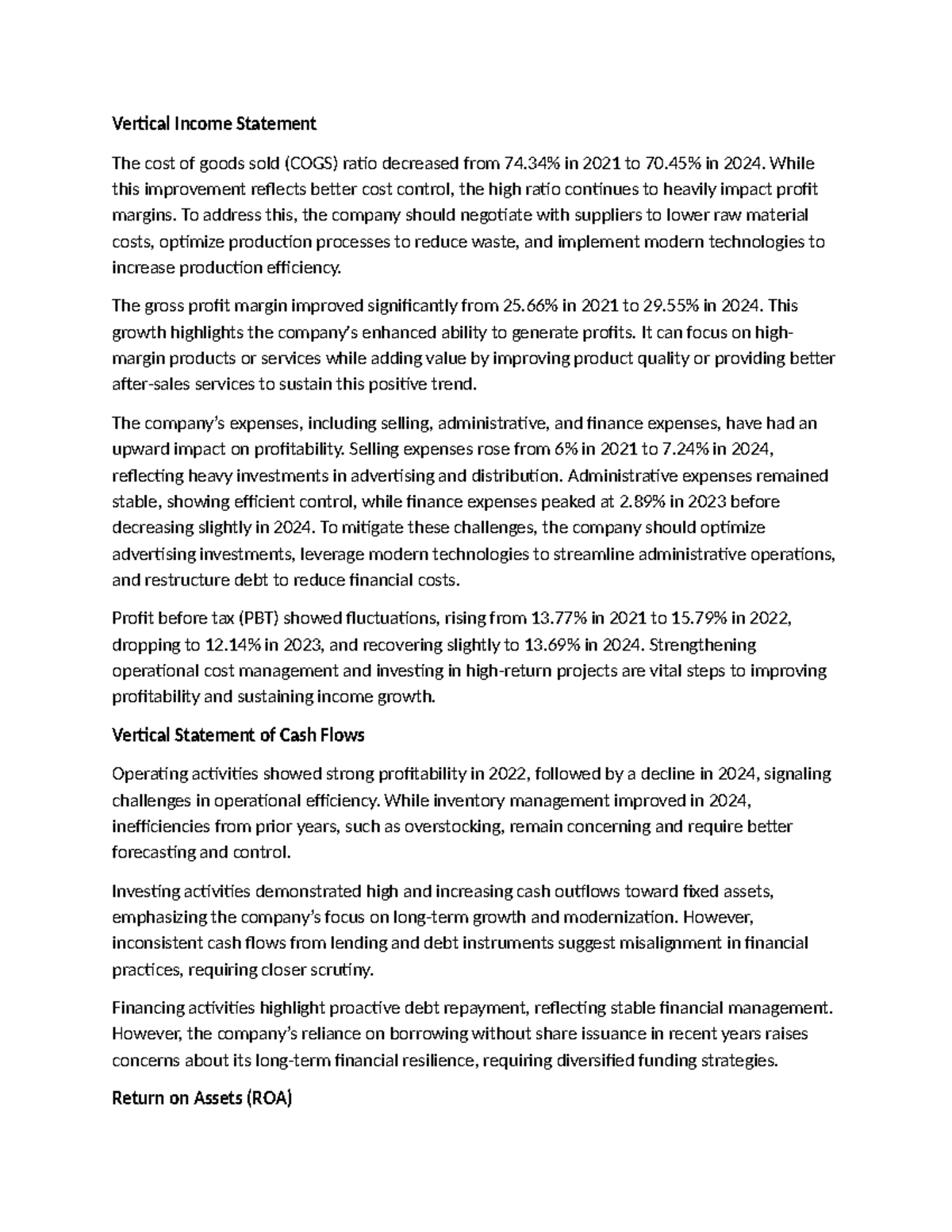 Vertical Income Statement Analysis - PTBCTC - Studocu