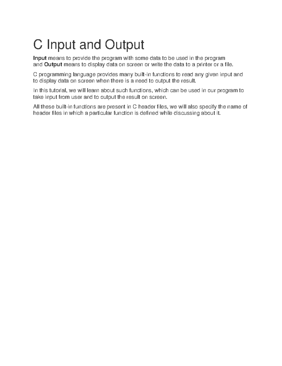 Lesson 3: Understanding input and output in C programming - Studocu