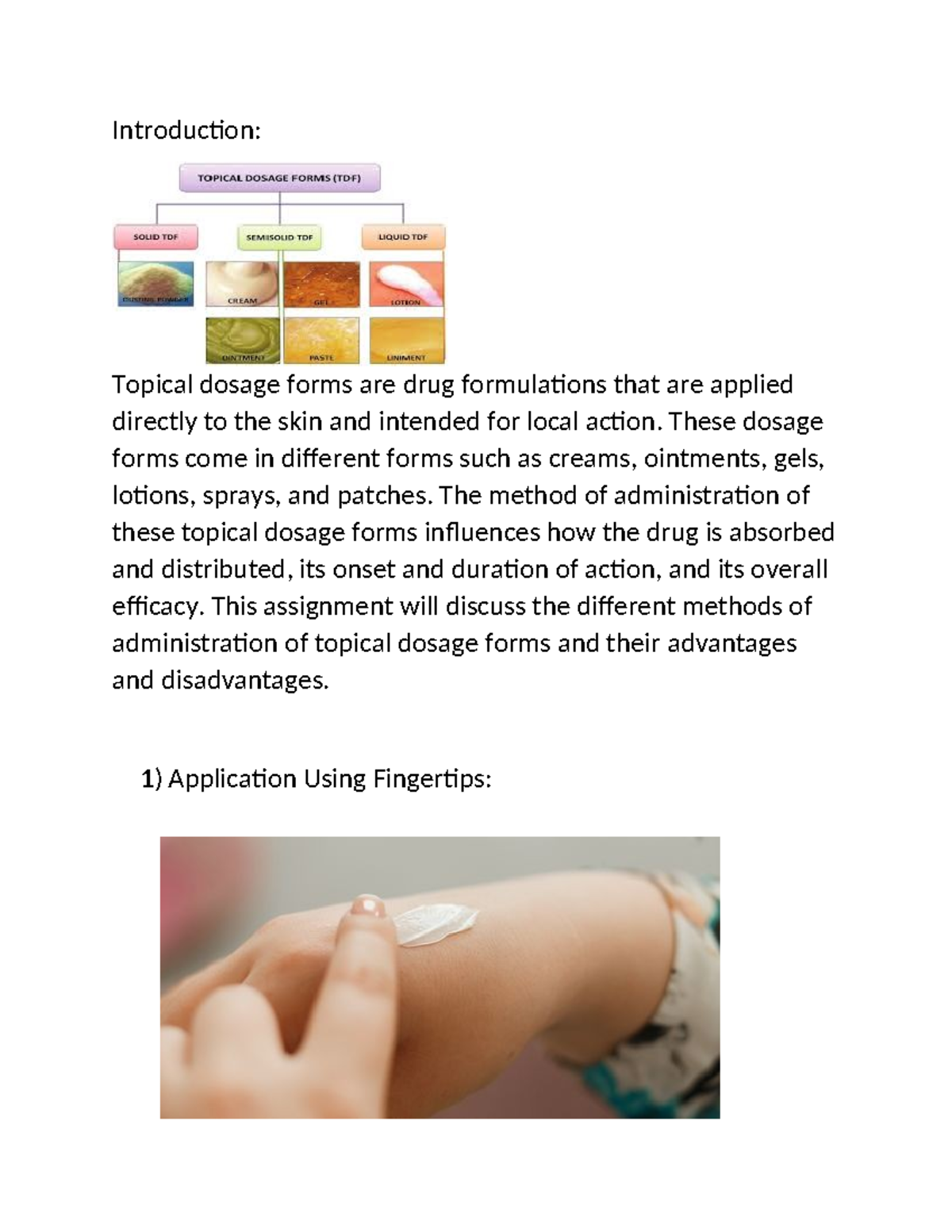 Assignment - Methods of Administration for Topical Dosage Forms - Studocu