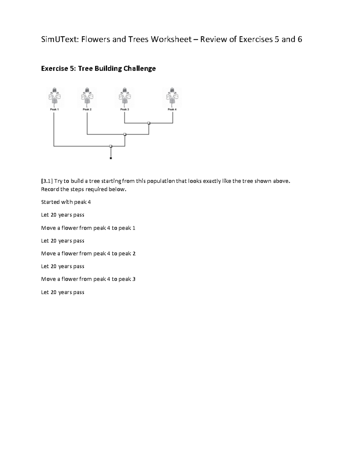 Biol recitation 2 - SimUText: Flowers and Trees Worksheet – Review of ...