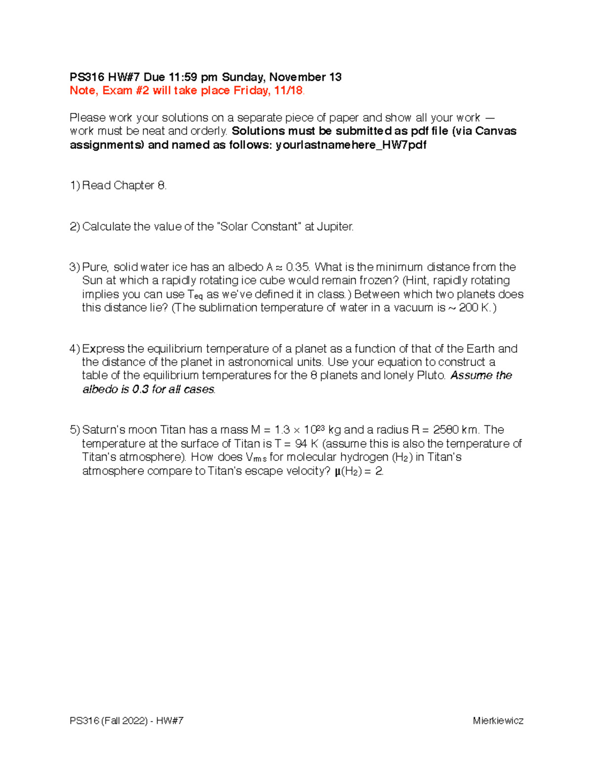 PS316 F22 - Homework 7 Solutions and Guidelines for Submission - Studocu
