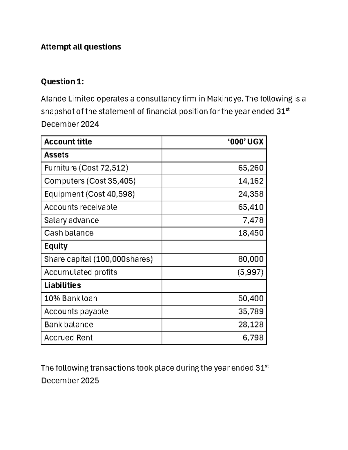 Mock Questions 2025 Final Exam - Financial Accounting Analysis - Studocu