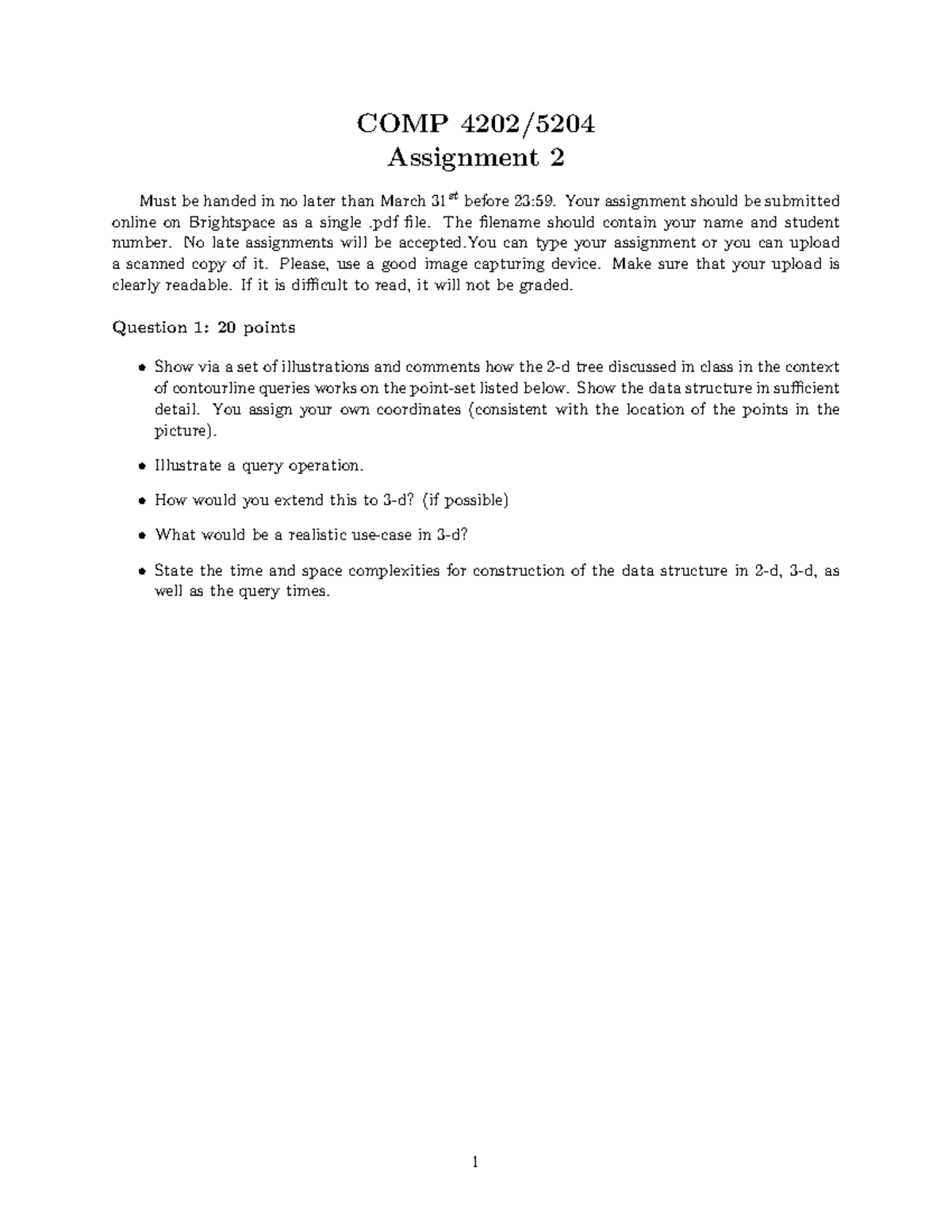 COMP W2025 Assignment 1 Guidelines and Submission Details - Studocu