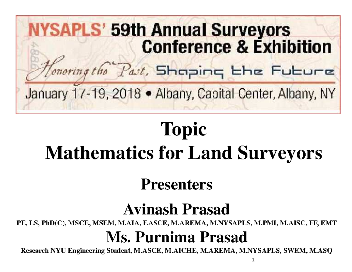 Math for Land Surveyors: Presentation Overview (MATH 101) - Studocu