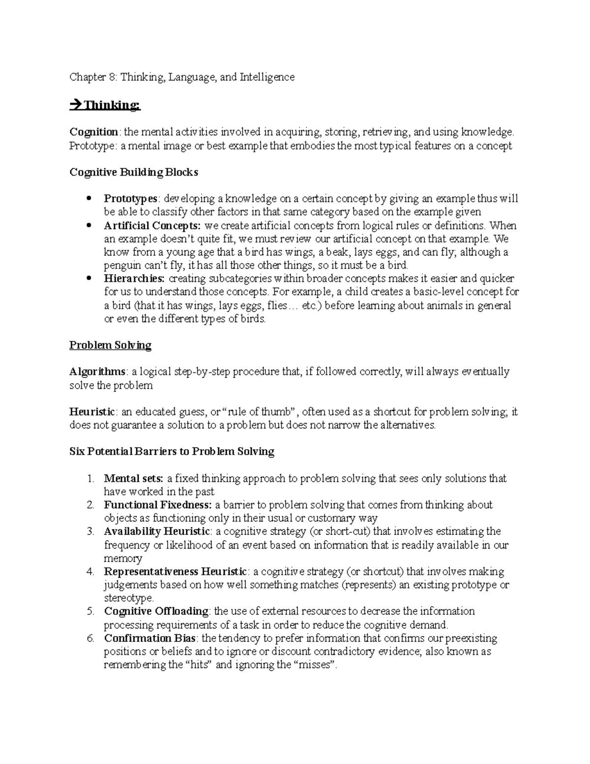 Chapter 8: Understanding Thinking, Language, and Intelligence - Studocu