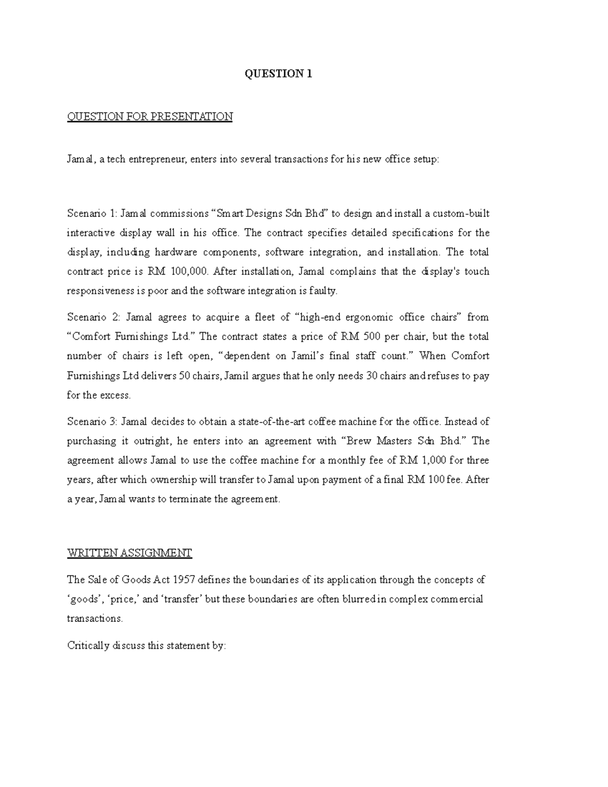 Tutorial Questions SEC 2 - QUESTION 1 QUESTION FOR PRESENTATION Jamal ...