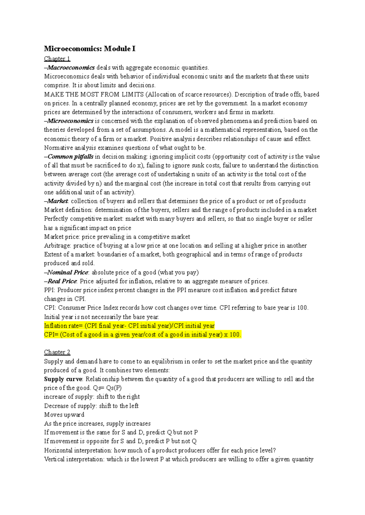 Microeconomics: Module I Overview and Key Concepts for ECO101 - Studocu