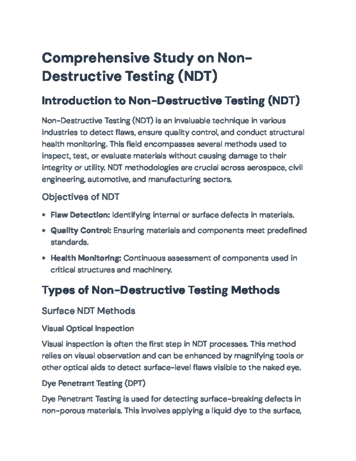 Comprehensive Overview of Non-Destructive Testing (NDT) Methods ...