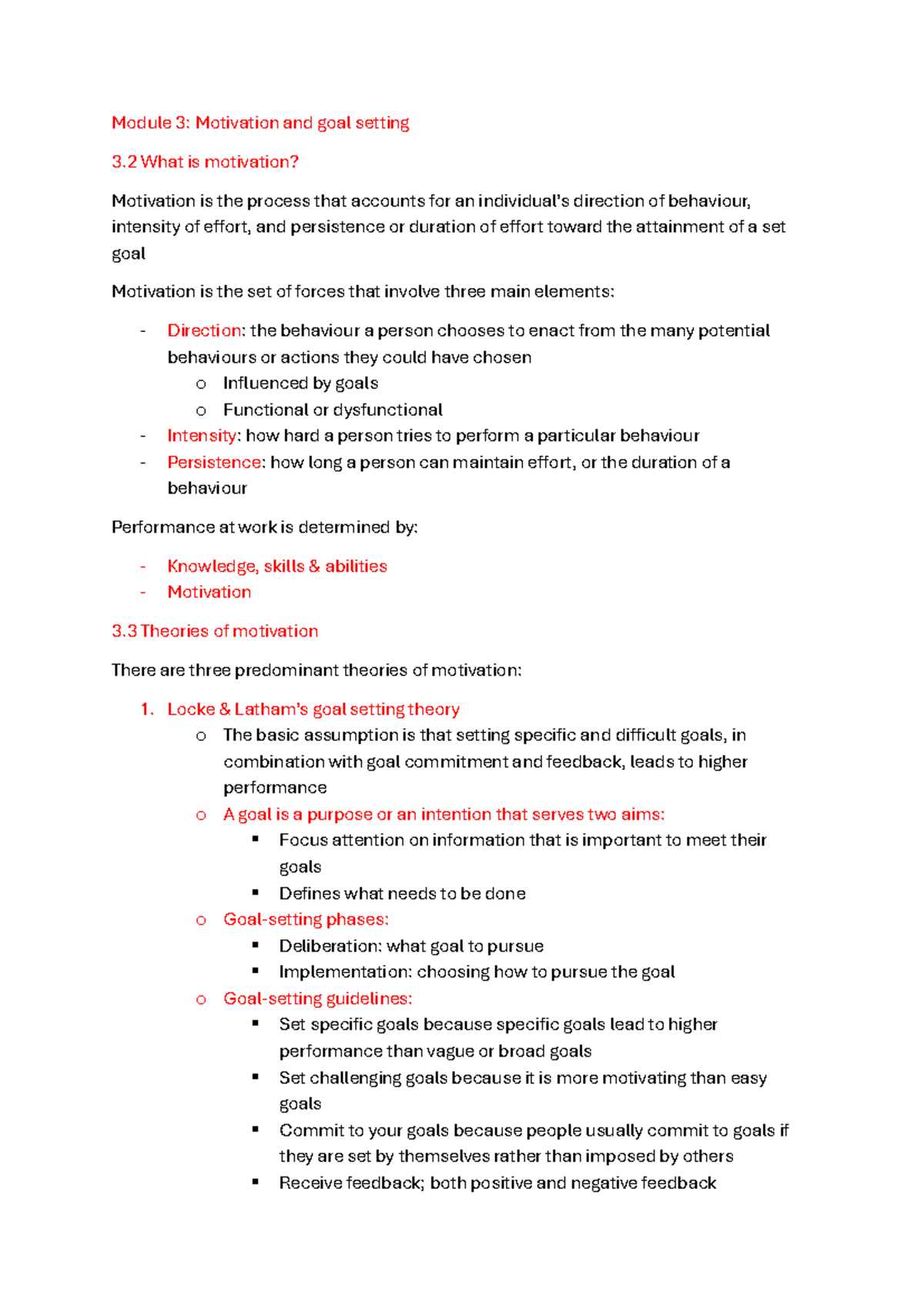 Module 3 - Module 3: Motivation and goal setting 3 What is motivation ...