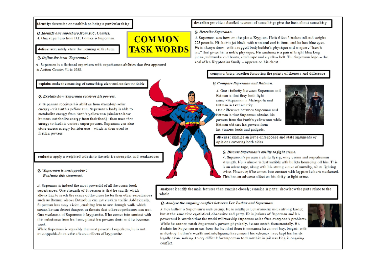 Common Task Words: Understanding Key Concepts in D. Comics - Studocu