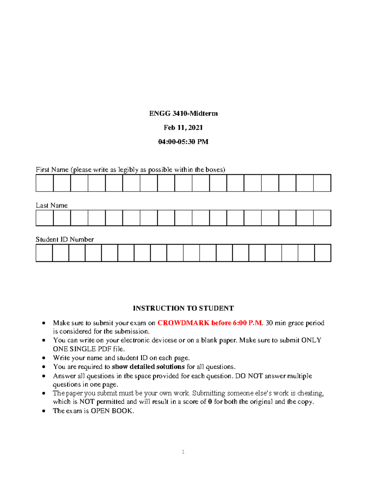 ENGG 3410 - Midterm Exam 2021W: Instructions and Questions - Document Preview