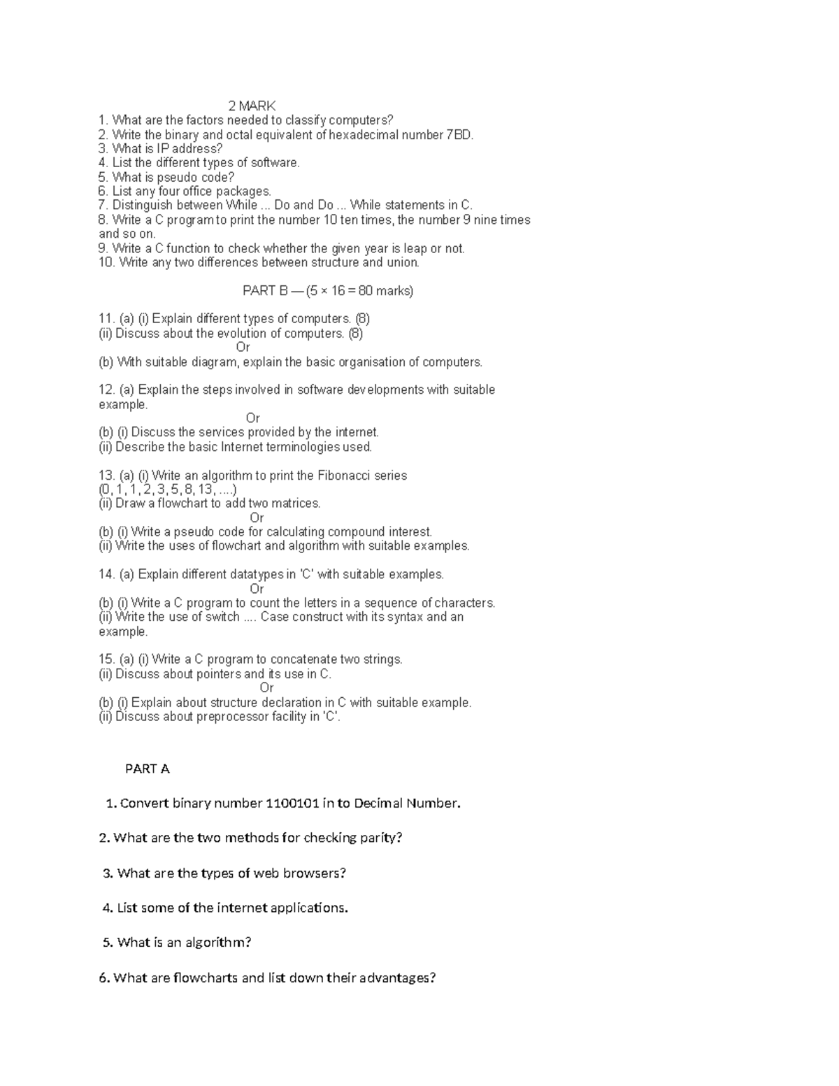 EOC Question Bank: Computer Science Concepts and Programming (CS101 ...