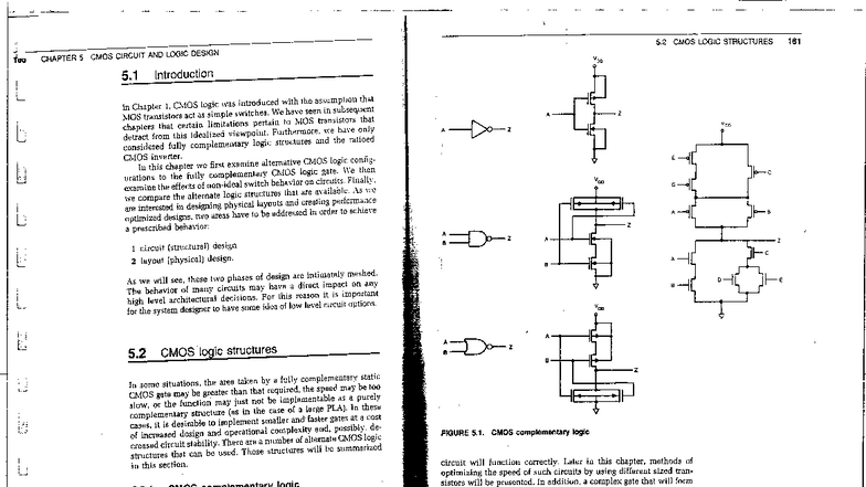 VLSI 161: Chapter 5 - CMOS Logic Structures and Design Notes - Studocu