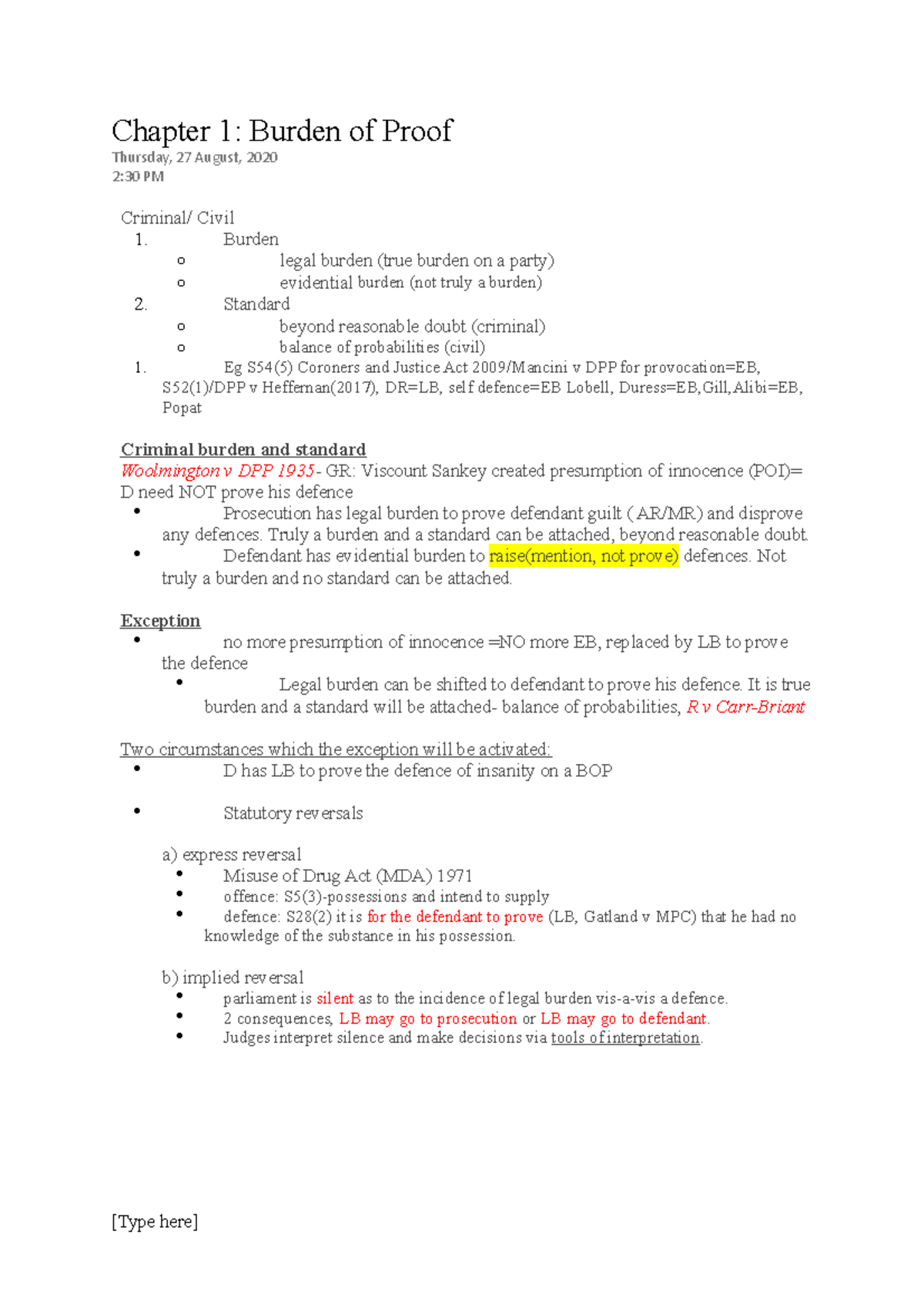 Chapter 1: Understanding Burden of Proof in Criminal and Civil Law ...