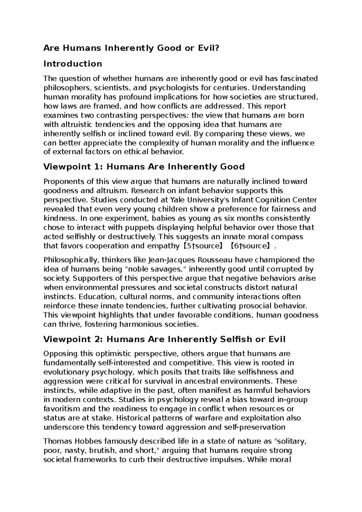 Is Humanity Born Good or Evil? Exploring Moral Perspectives - Studeersnel