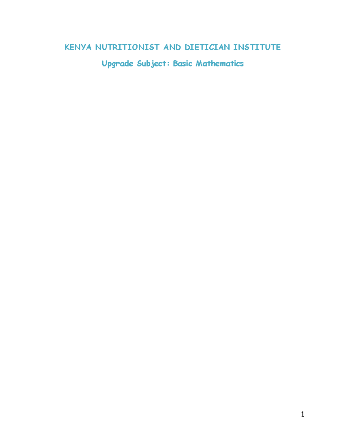 Basic Mathematics Upgrade Module: Key Concepts and Exercises - Studocu