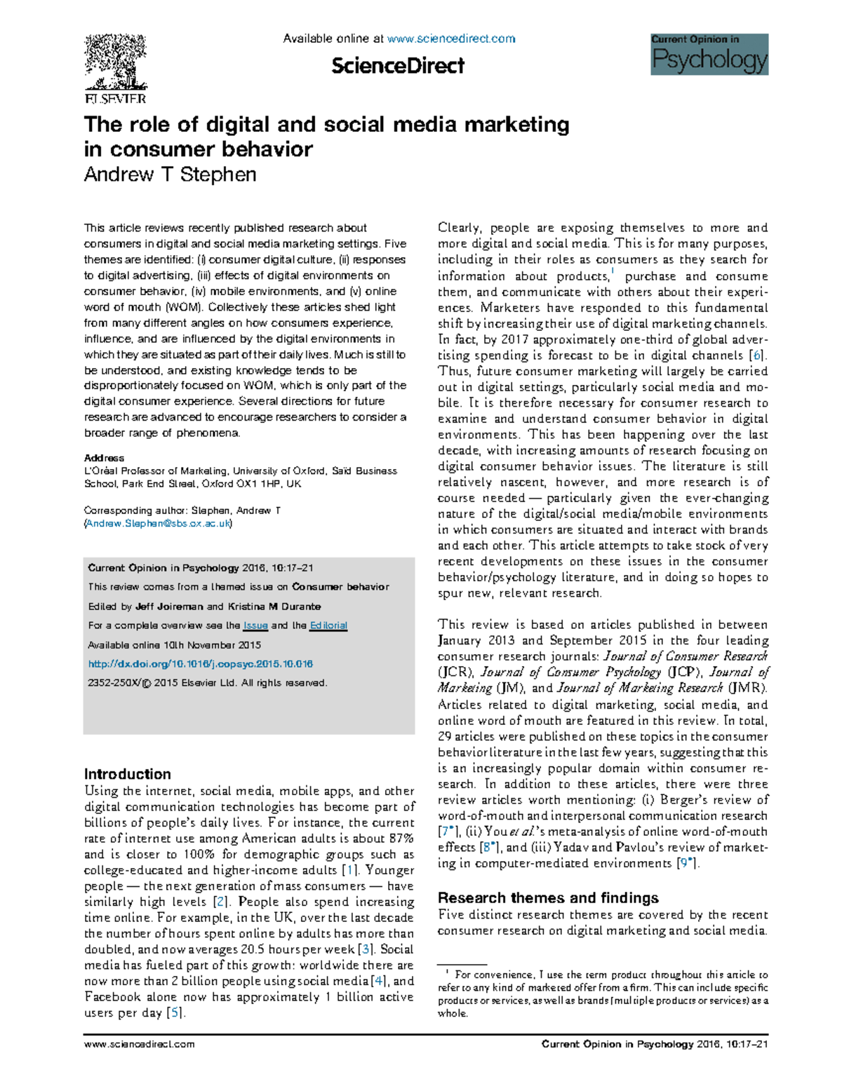 Articles pour revue - The role of digital and social media marketing in ...