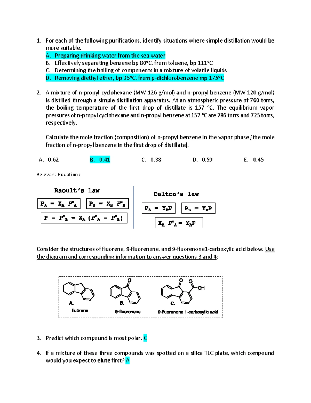 CA2 - Lecture Practice Questions on Thin-Layer Chromatography ...