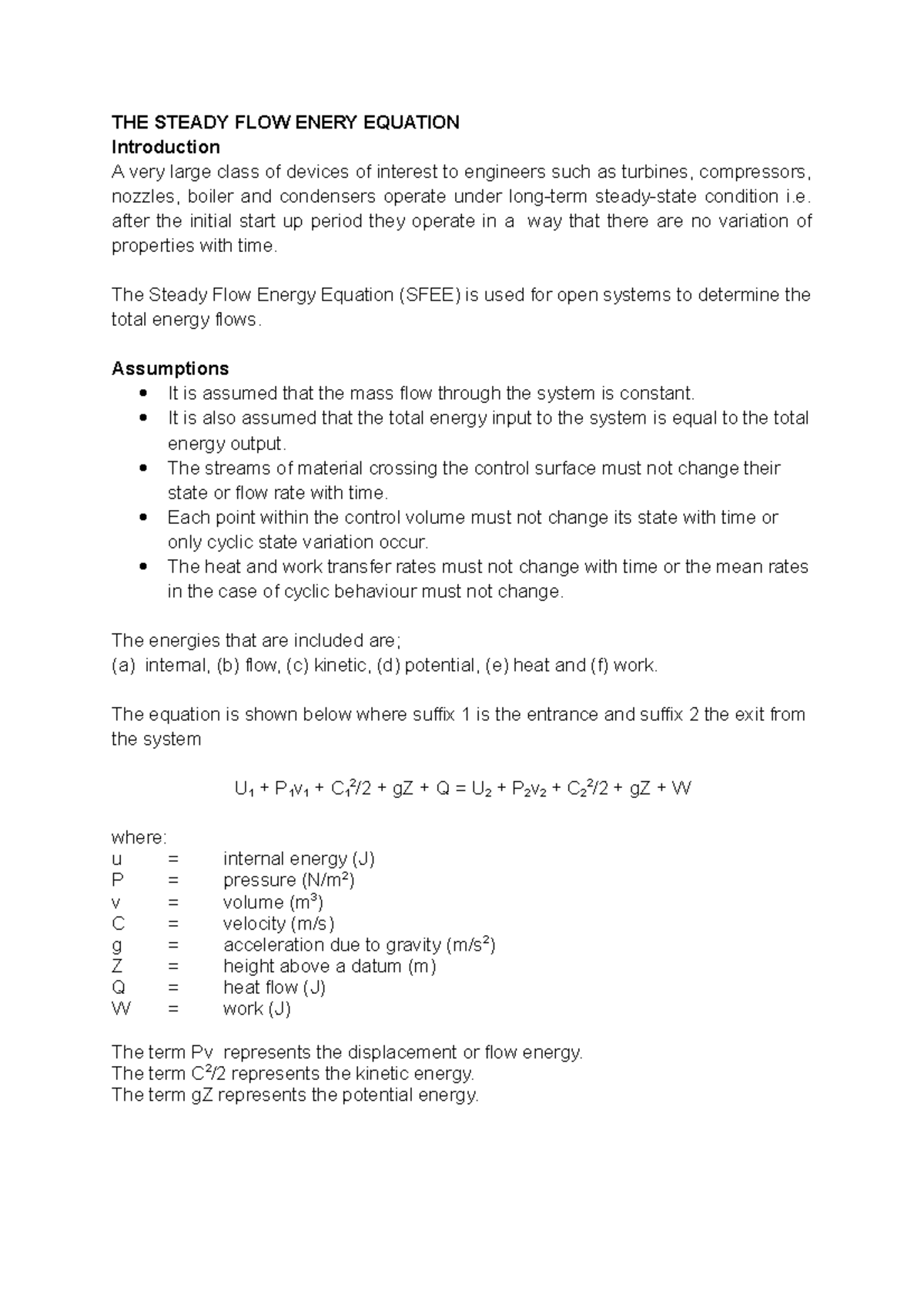 MCE 317 Lecture 5 - The Steady Flow Energy Equation Explained - Studocu
