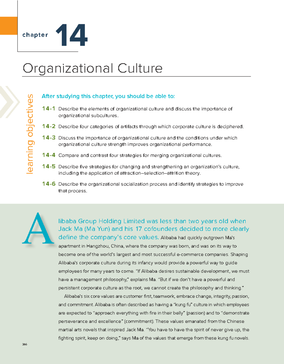 Chapter 14 Learning Objectives: Understanding Organizational Culture ...