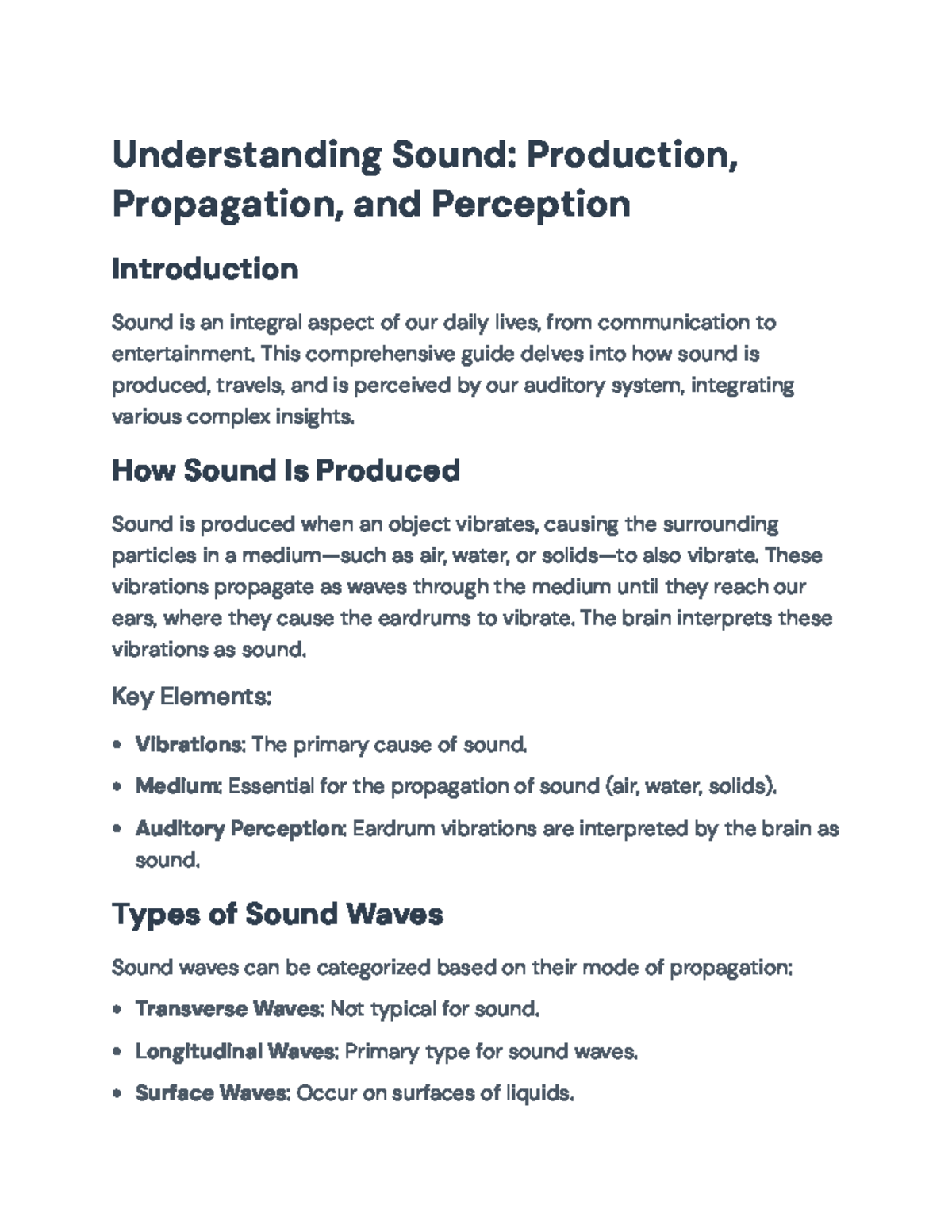 Understanding Sound: Production, Propagation, and Perception - Lecture ...