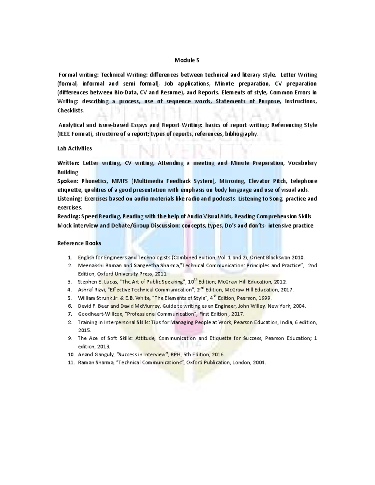 Module 5: Professional Communication Techniques and Writing Skills ...