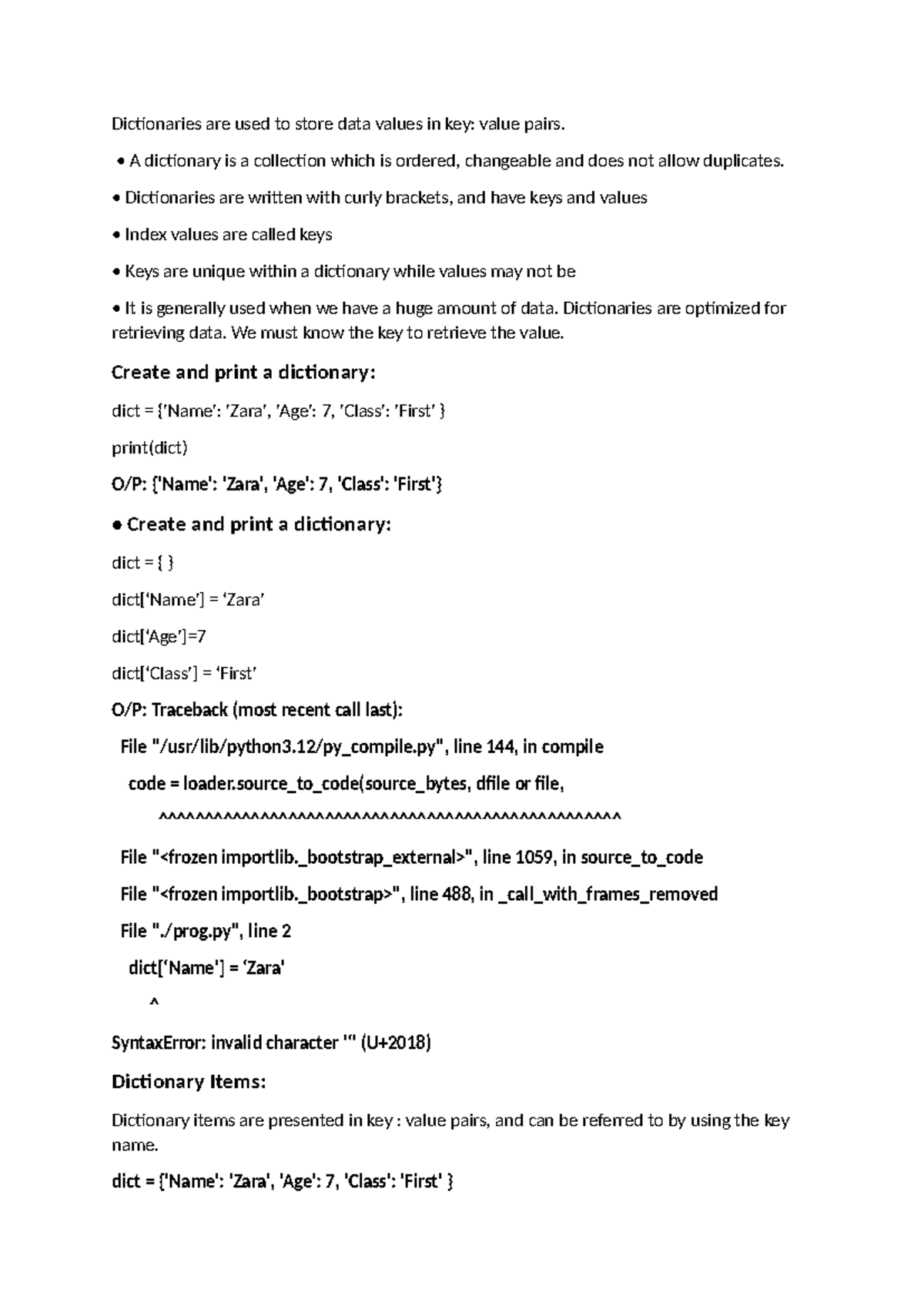 CS101: Understanding Dictionaries in Python - Key-Value Pairs - Studocu