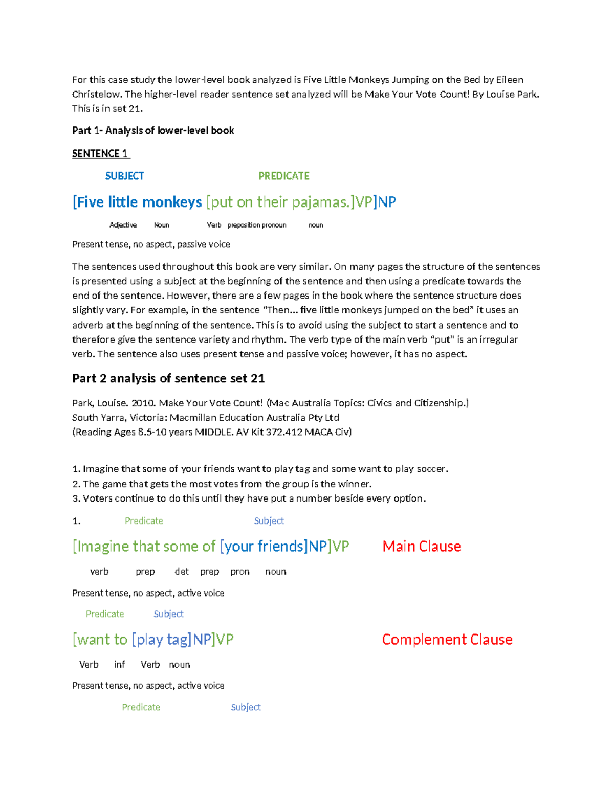 LING1000 Case Study: Analyzing Sentence Structures in Children's ...