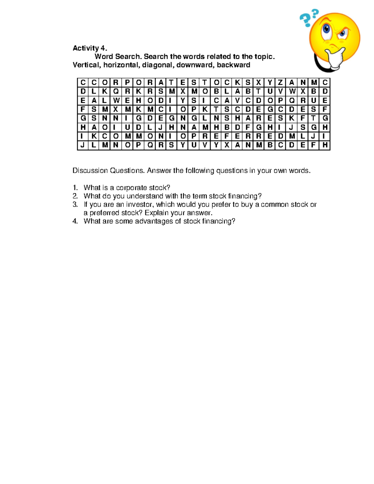Activity 4 - Lecture notes 1 to 10 - Activity 4. Word Search. Search ...