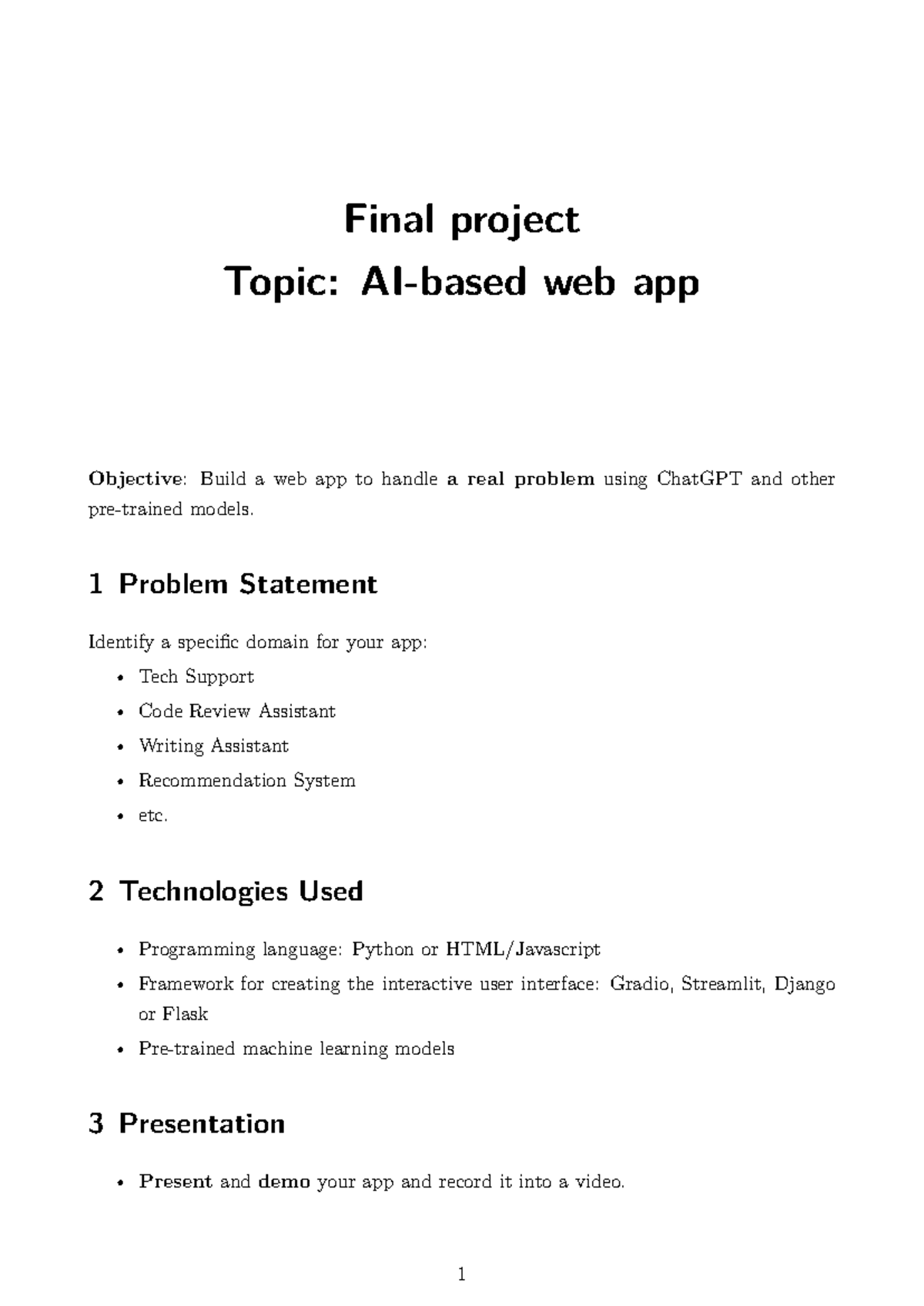 Project-ML: Final Project on Web App Development Using ChatGPT - Studocu