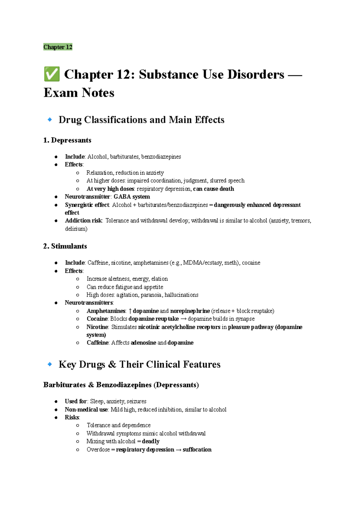 Chapter 12: Substance Use Disorders - Exam Notes & Key Concepts ...