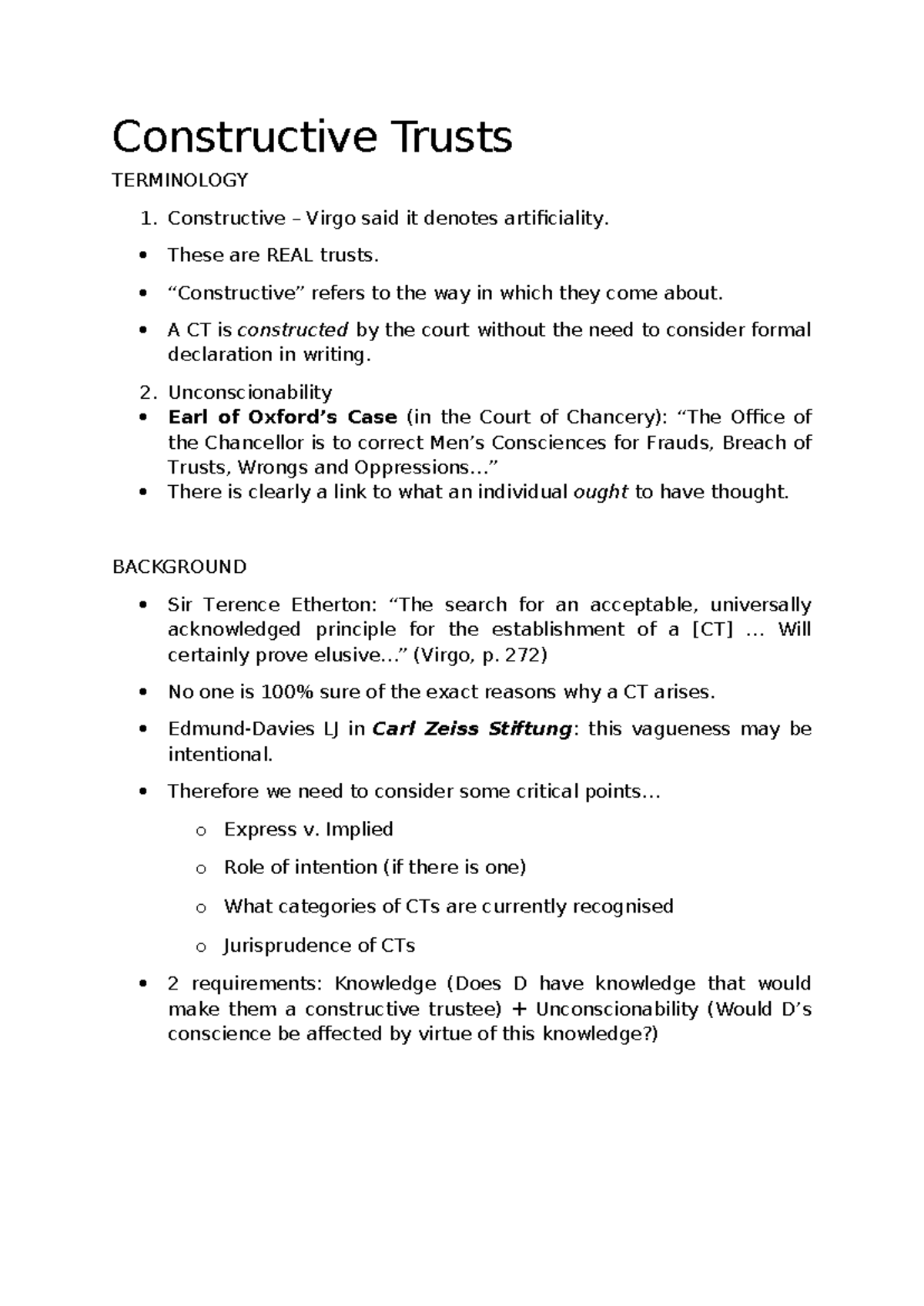 Constructive Trusts: Understanding Key Principles and Case Law - Studocu
