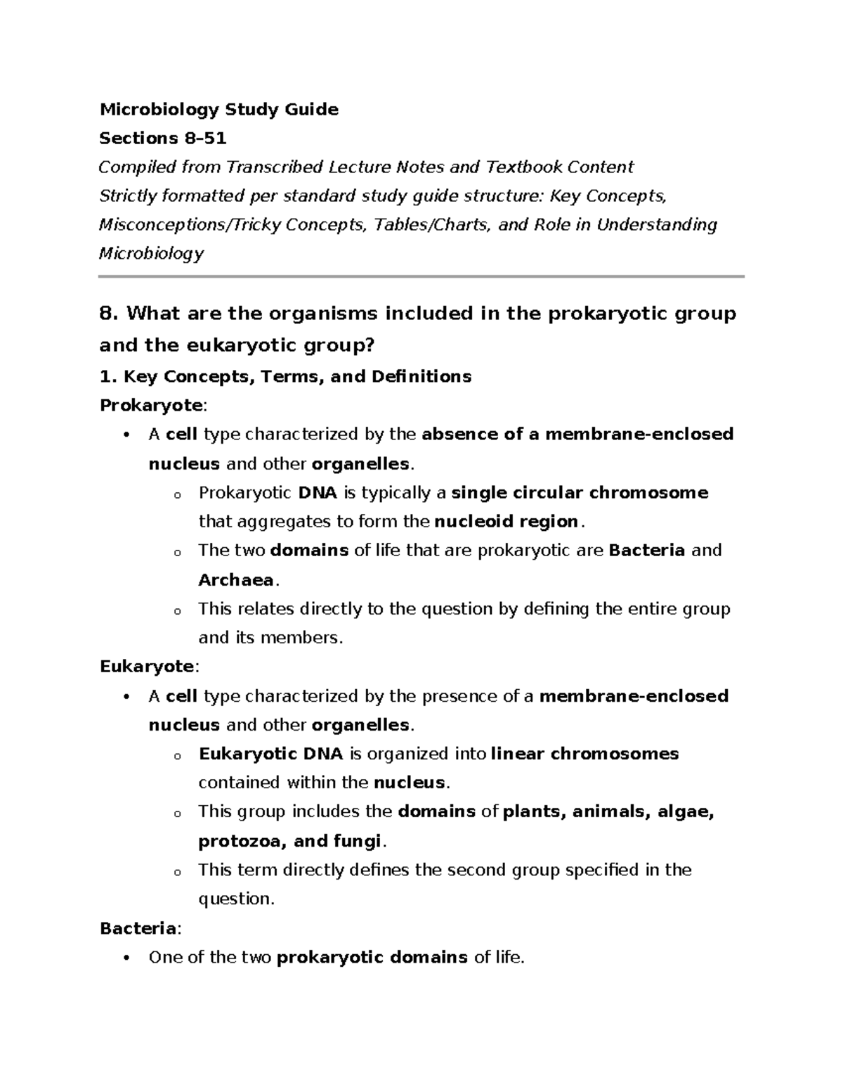 Microbiology Study Guide (BIO 101): Key Concepts on Prokaryotes ...