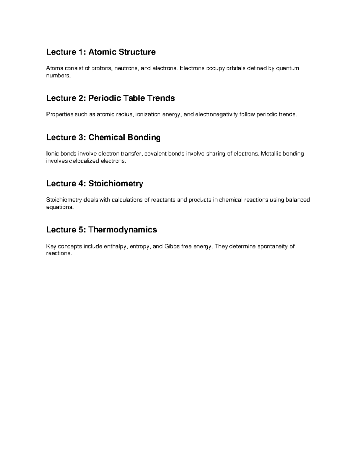 Chemistry lecture notes - Lecture 1: Atomic Structure Atoms consist of ...