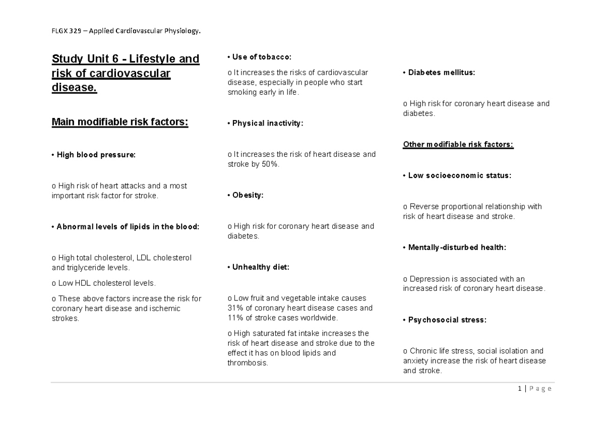 PDF - Study Unit 6 - Lifestyle and risk of cardiovascular disease ...