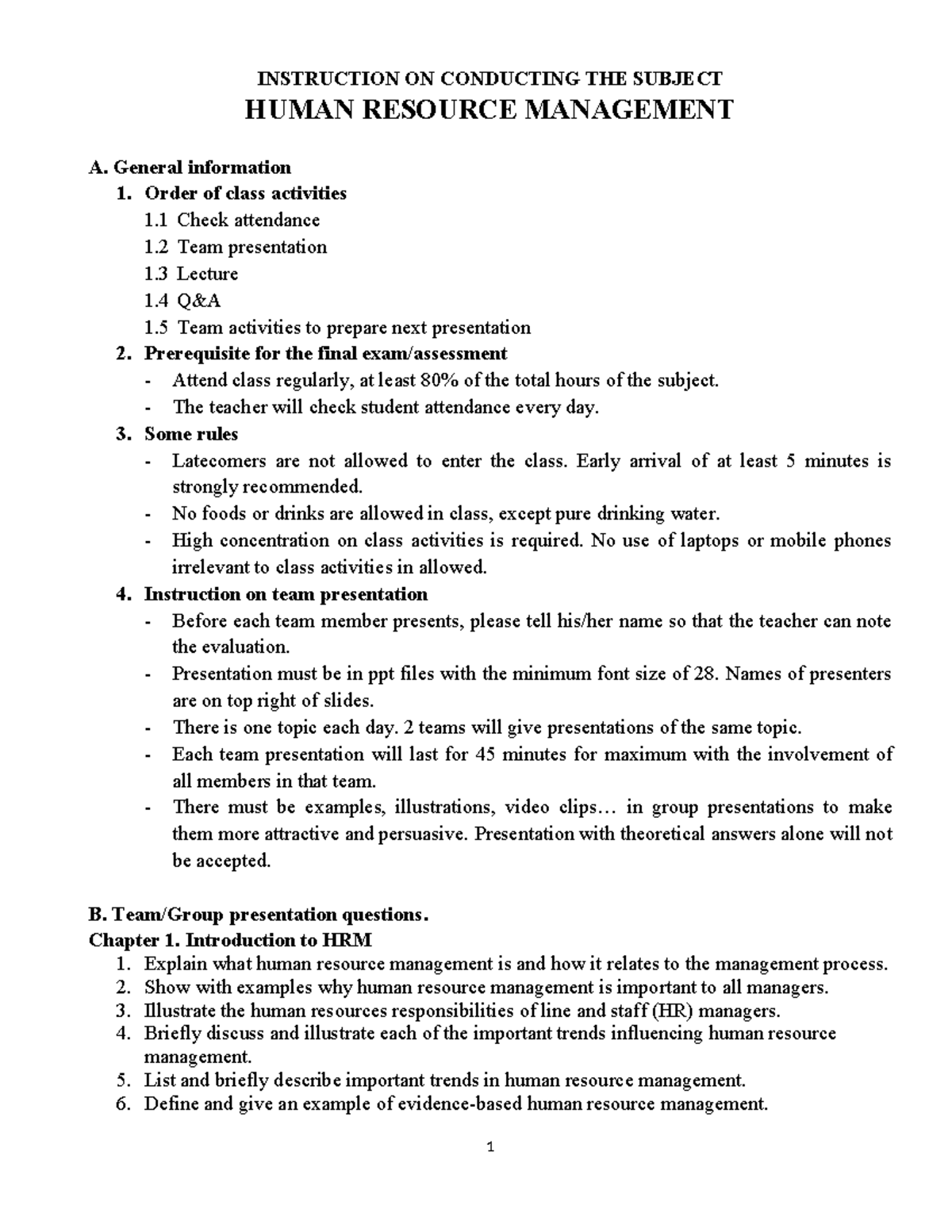 HRM 101: Guidelines for Conducting Human Resource Management Classes ...