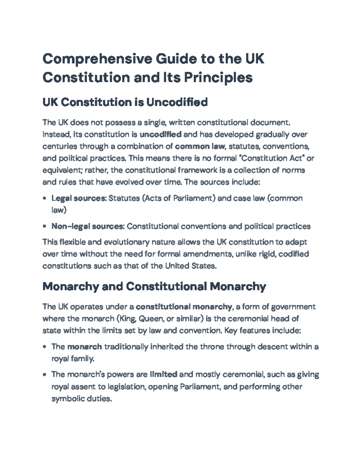 Comprehensive Overview of UK Constitutional Principles and Sources ...