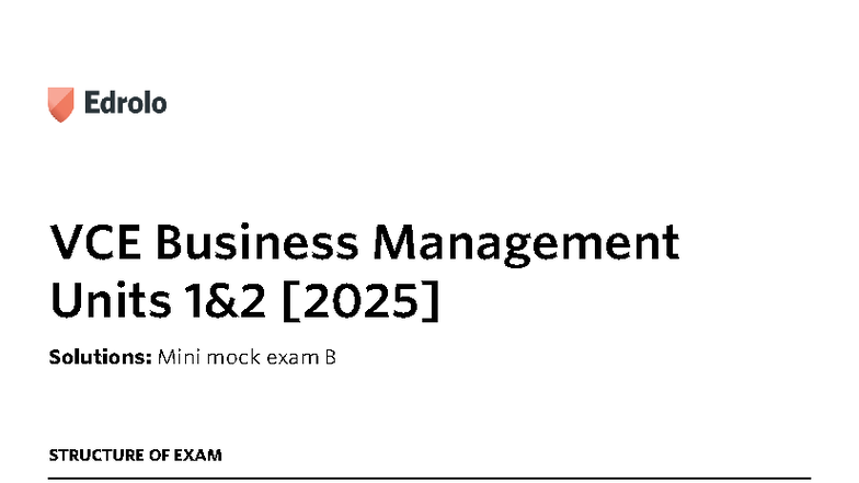 Edrolo VCE Business Management Units 1&2 [2025] Mini Mock Exam B ...