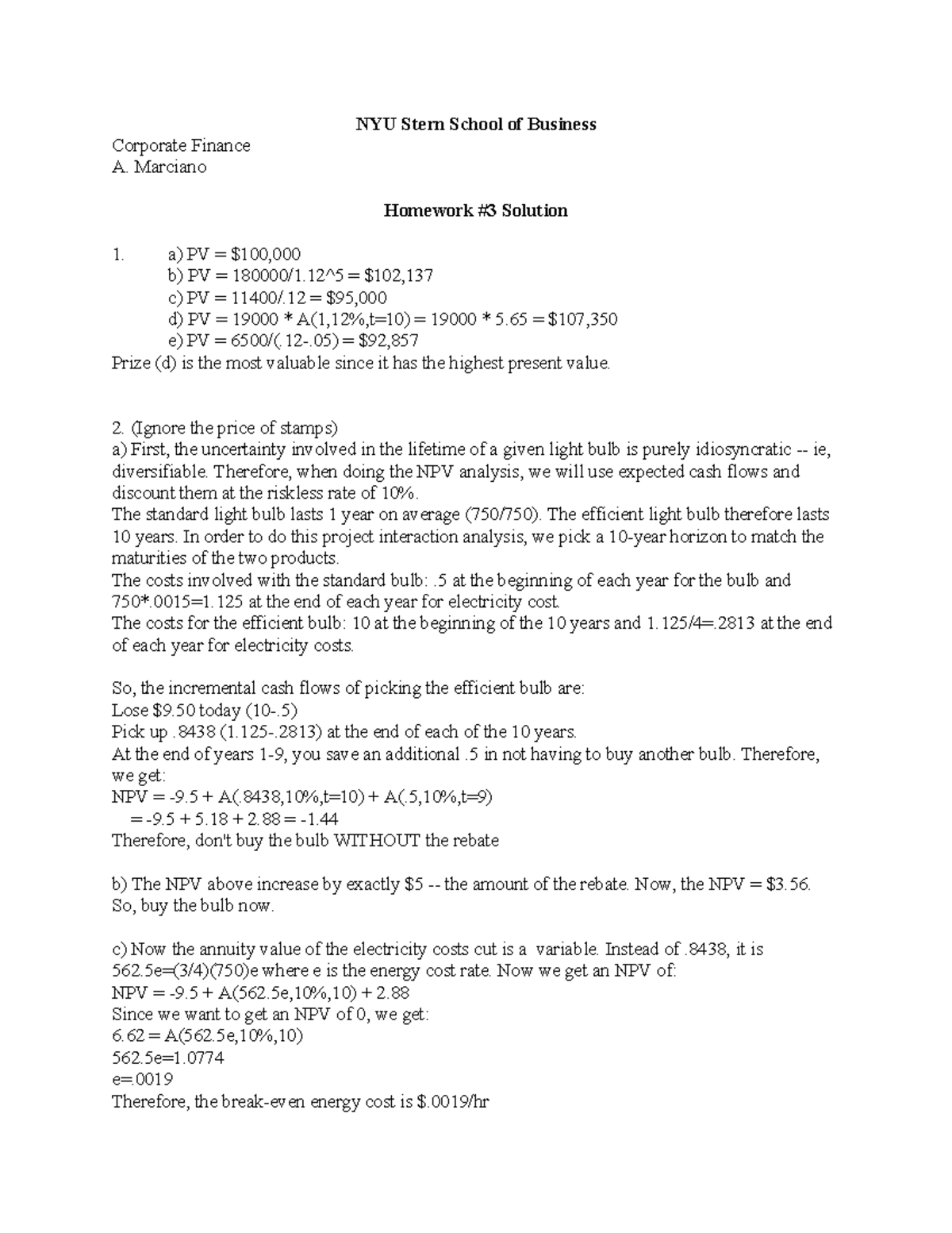 Corporate Finance Analysis and Valuation - BUS 333 A. Marciano - Studocu