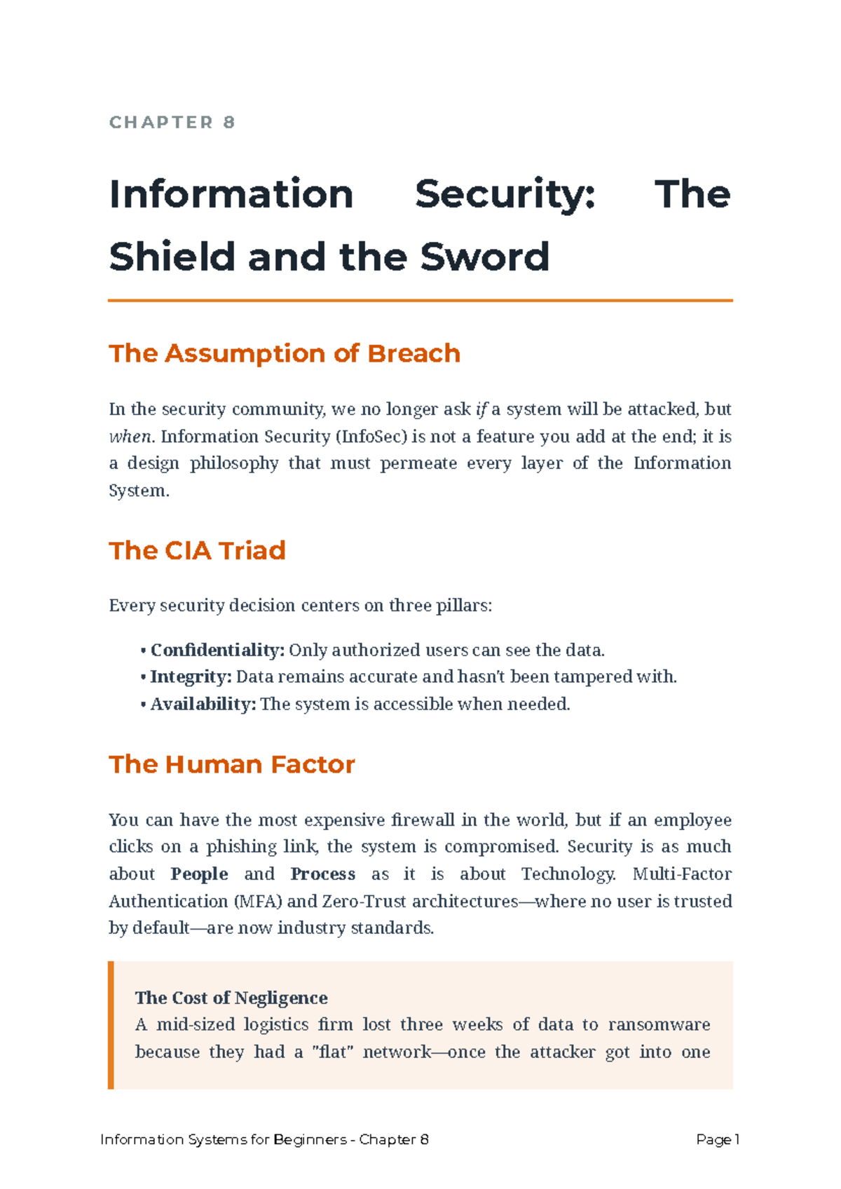 CHAPTER 8: InfoSec Principles and Human Factors in Security - Studocu
