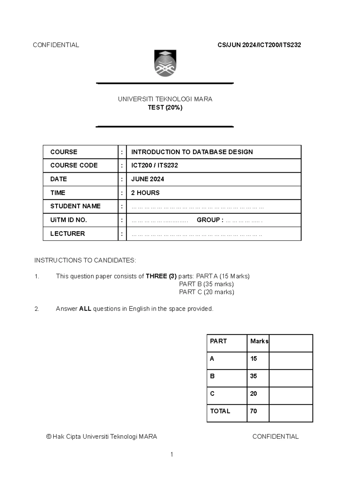 DEC 2024 - UITM INTRODUCTION TO DATABASE MANAGEMENT PAST YEAR QUESTIONS ...