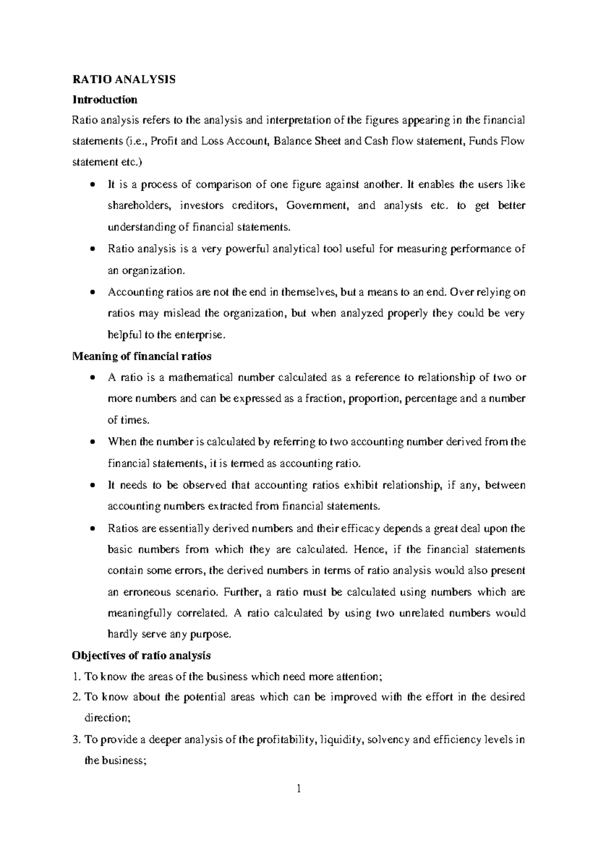 "FIN 101 Topic 3: Intro to Ratio Analysis and Financial Ratios" - Studocu