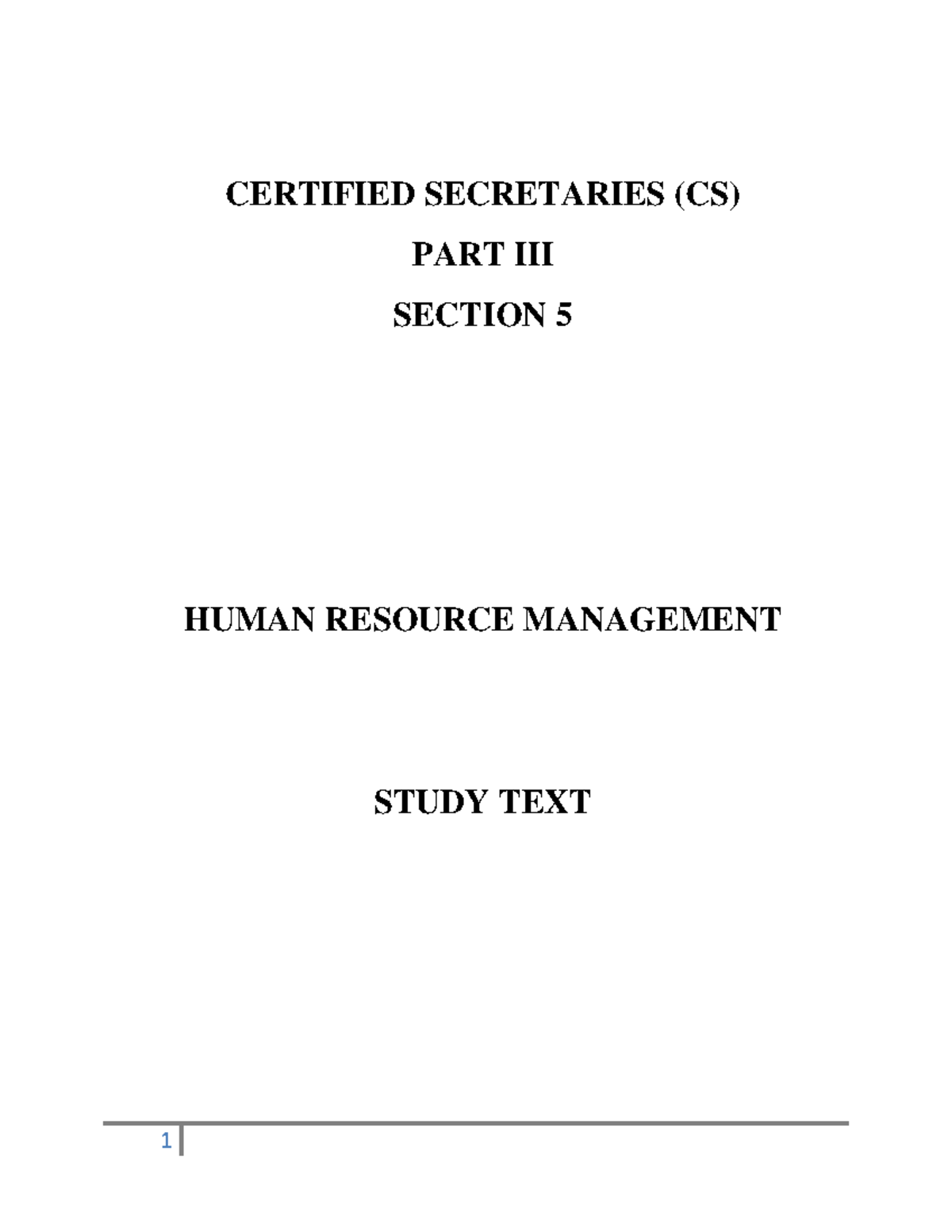 CS Part 5: Comprehensive Study Text on Human Resource Management - Studocu