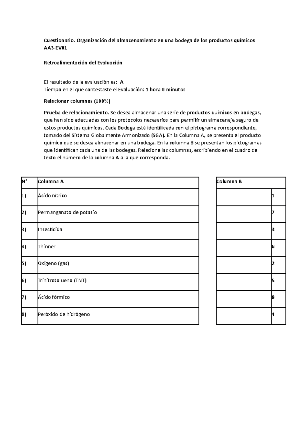 Cuestionario 2: Almacenamiento de Productos Químicos - dAA3-EV01 - Studocu