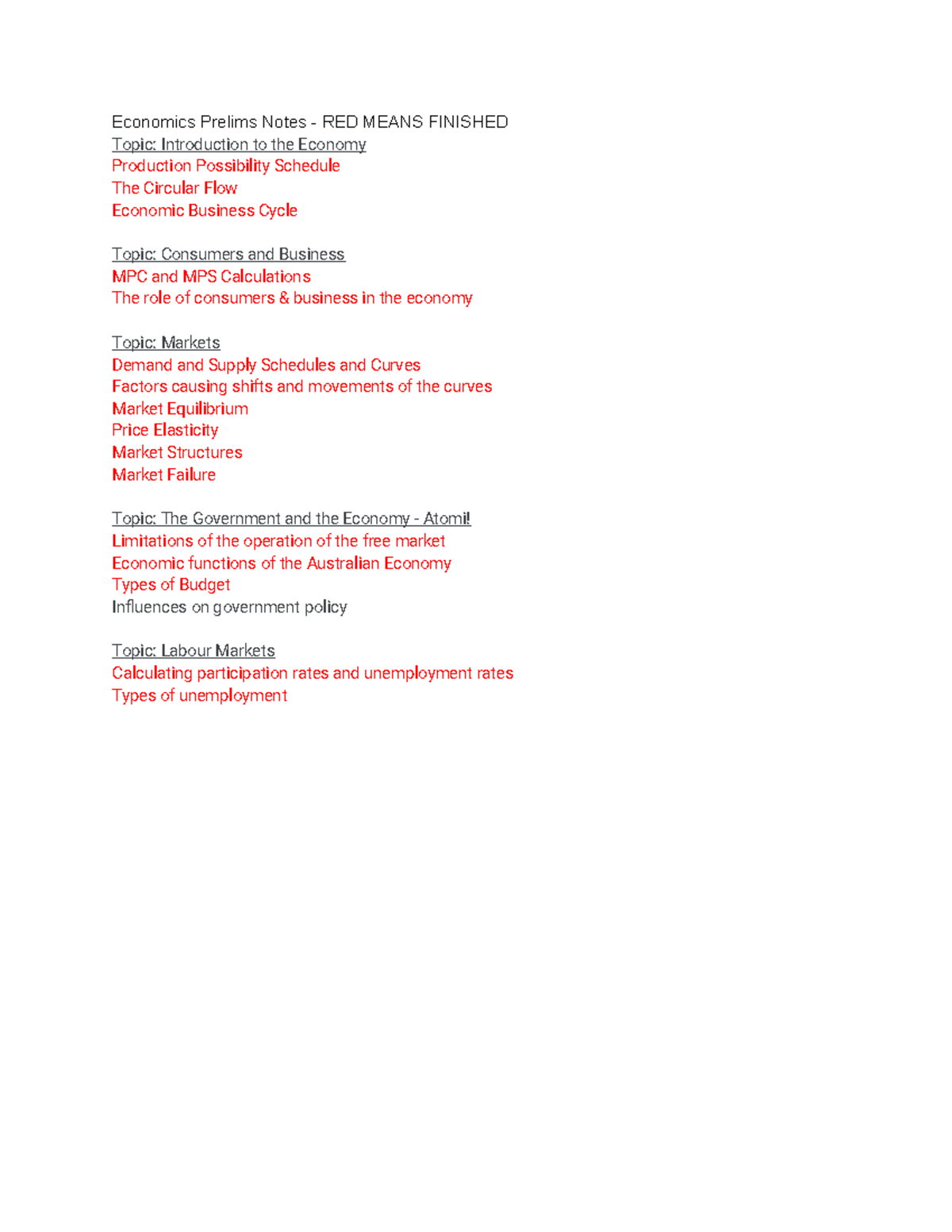 Economics Prelims Notes: Key Concepts & Topics Overview - Studocu