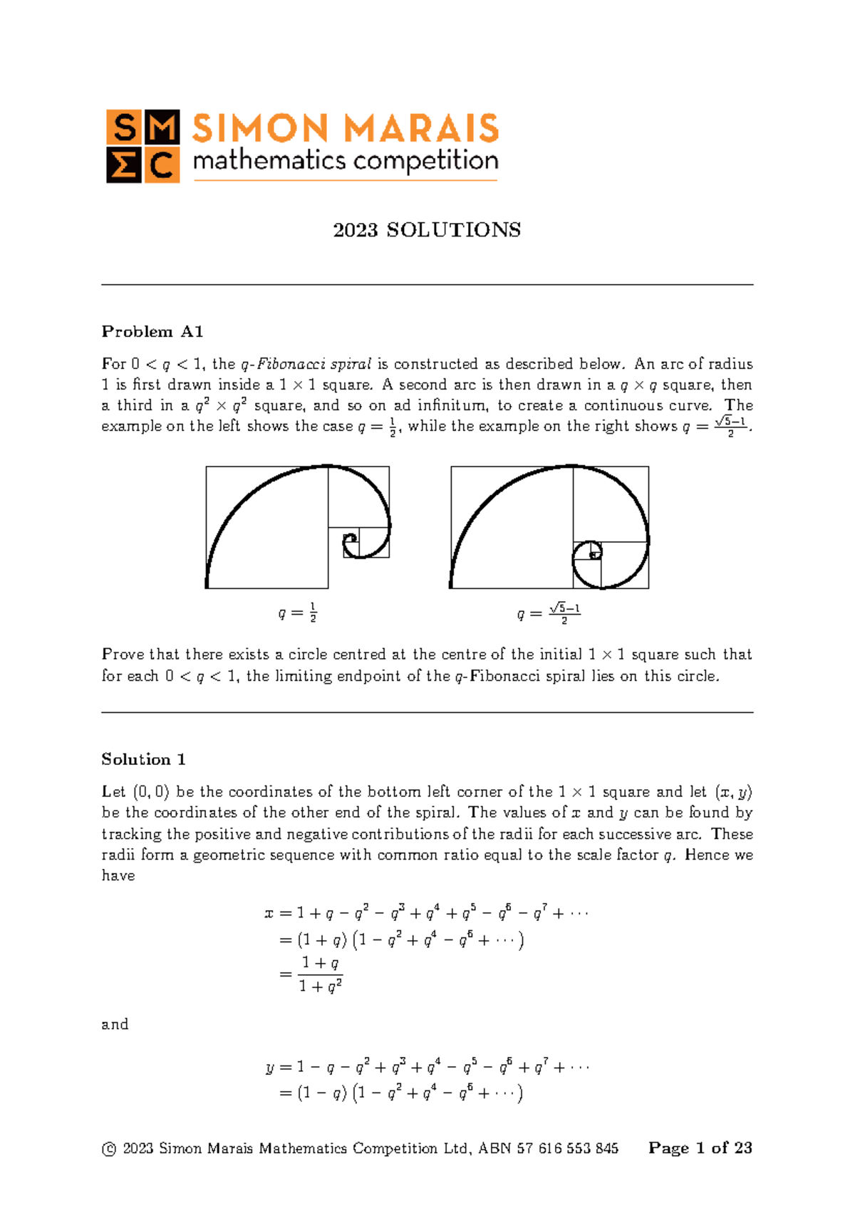SMMC 2023 Solutions: Comprehensive Olympiad Paper Analysis - Studocu